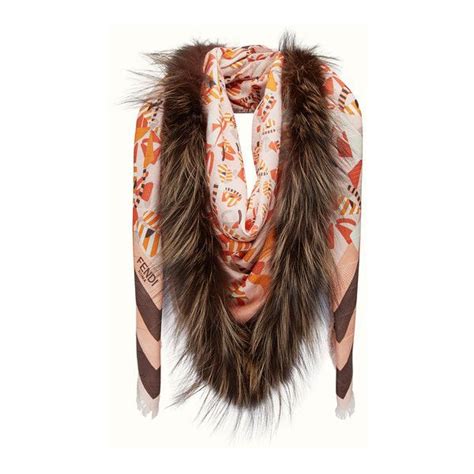 fendi touch of fur shawl - pink|Women's Designer Scarves & Luxury Ponchos .